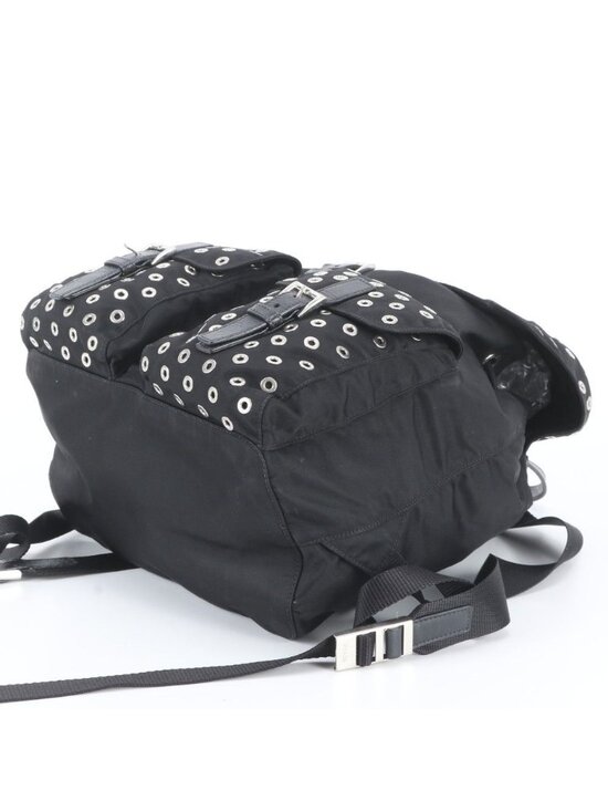 Prada Tessuto Nylon Perforated Leather Backpack Black main image 4